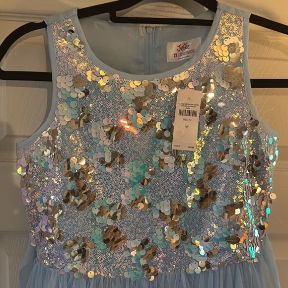 NWT Justice Girls SZ 12 Charming Light Blue Sequin Dress Retail $60 - Picture 3 of 8